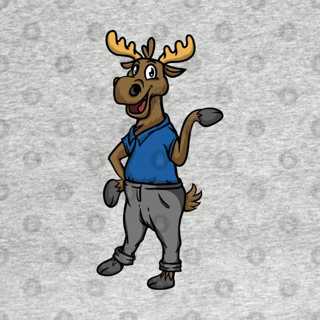 Cute Anthropomorphic Human-like Cartoon Character Moose in Clothes by Sticker Steve